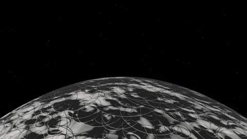 Rotating textured planet surface in deep space digital animation Stock Footage 340201451
