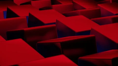 Rotating three-dimensional cubes with red-blue color. animated looped dark backg Stock Footage 153812381