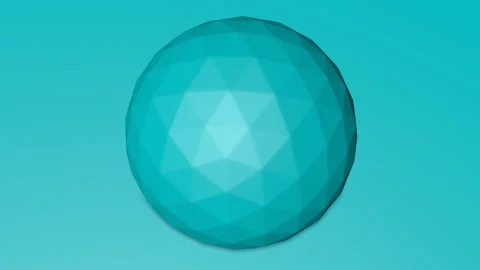 Rotating three-dimensional turquoise ball with faces. looped animation. 3d rende Video stock 139504113