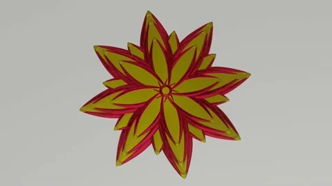 Rotating three-dimensional yellow model of a flower on a white background. 3d re Stock Footage 152910388