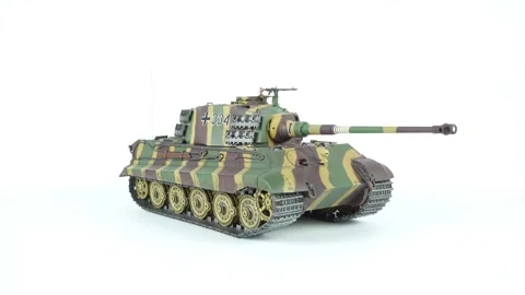 Rotating Tiger II Model In Summer Camouflage Close Up. Video stock 295438257
