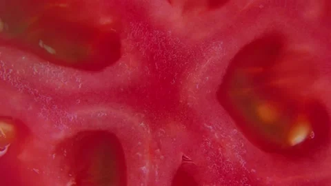 Rotating Tomato Slice Macro Food Background. Video stock 334797473