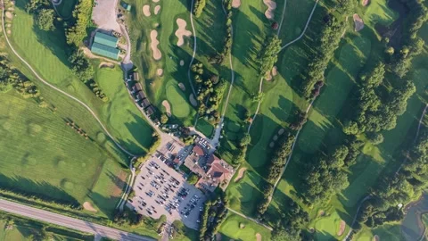 Rotating Top-Down Drone View of Golf Club Complex Stock Footage 344779550