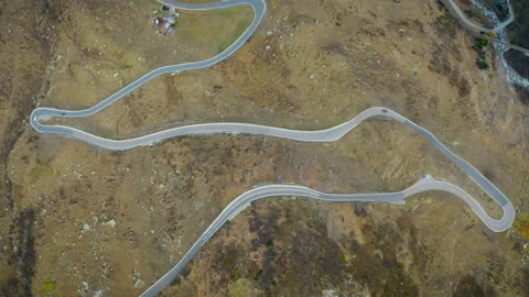 Rotating top down view on the Furkapass, Switzerland Stock Footage 145022715