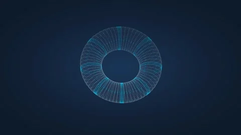 Rotating Torus Wireframe Animation for Technological Design Projects 库存影片 333356430