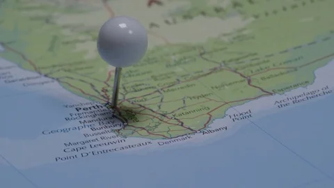 Rotating tourism map of perth australia and pin Stock Footage 82954486