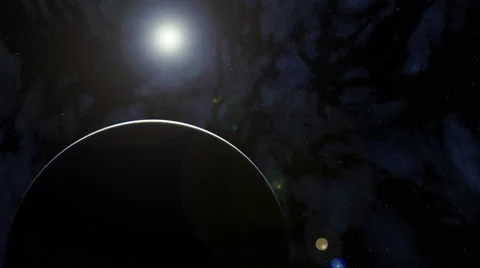 Rotating track shot of a blue planet with stars and nebula 29.97 FPS Stock Footage 51382185