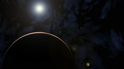 Rotating track shot of a desert planet with stars and nebula Stock Footage 51378832