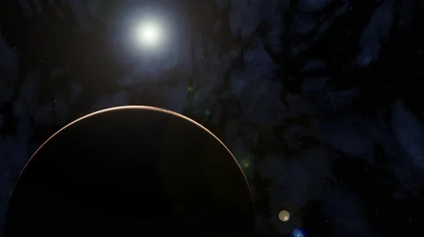 Rotating track shot of a desert planet with stars and nebula 29.97 FPS Stock Footage 51379853