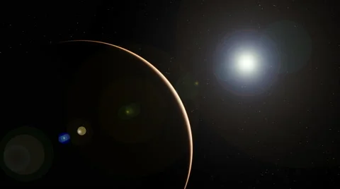 Rotating track shot of a desert planet with stars (29.97 FPS) Stock Footage 51589019