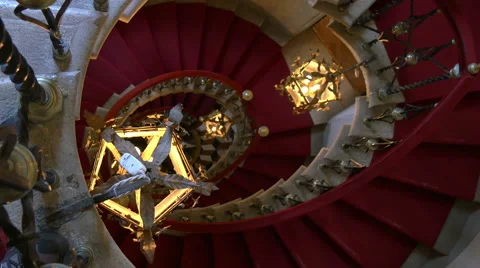 Rotating tracking shot over balustrade from staircase in Duino castle Stock Footage 67387362