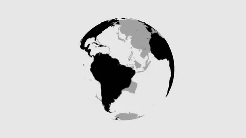 Rotating Transparent Earth Globe in black and grey. Spinning 3D object. 4K Stock Footage 80924479