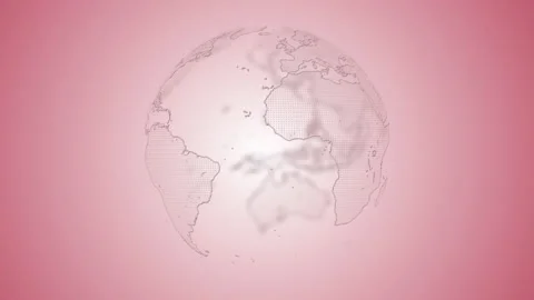 Rotating transparent Earth planet globe in pink shades illuminating in space, Stock Footage 132835541