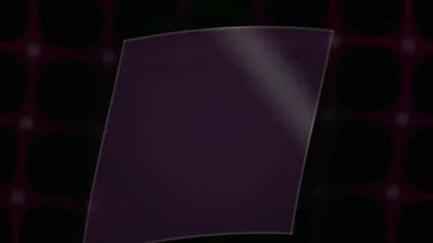 Rotating Transparent Glass Panel Floating over Dark Purple Abstract Pattern Stock Footage 343764181