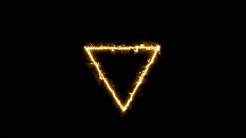 Rotating Triangle Yellow Fire Effect Background 4K 60 FPS Stock Footage 142317479