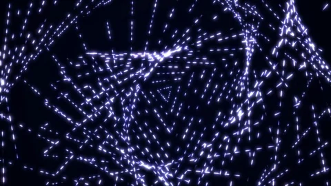 Rotating triangles of flickering lines. Seamless loop Stock Footage 111853632