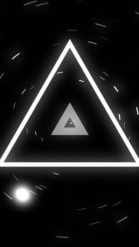 Rotating triangular shape and glowing particles animation on black background Stock Footage 320034301