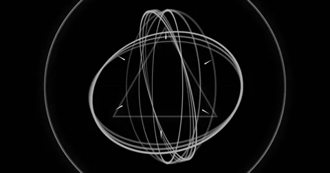Rotating triangular symbol with circular lines, creating futuristic animation Stock Footage 304191488