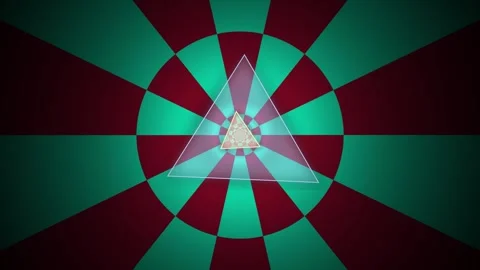 Rotating triangular tunnel motion with vibrant geometric radial pulse animat Stock Footage 339777373