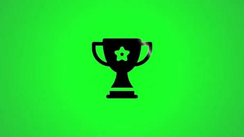 Rotating trophy with glowing star icon on a vibrant green screen background.. Stock Footage 346496506