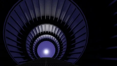 Rotating Tube in a loop, blue lighted with a gangway (3d rendering) Stock Footage 84782491
