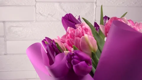 Rotating tulips on a white background. Stock Footage 150789669