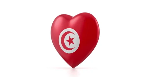 Rotating Tunisia flag heart Stock Footage 301037402