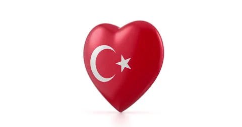 Rotating Turkey flag heart Stock Footage 301037436