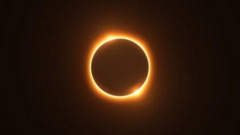 Rotating Twin Flared Solar Eclipse with Light Rays over Starry Sky Loop Stock Footage 90370827