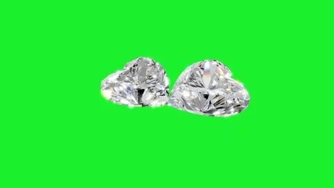 Rotating two heart shape diamonds with green screen  , loop animation Stock Footage 318986208
