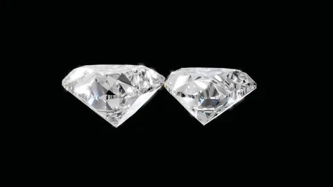 Rotating two heart shape diamonds on black  , loop animation Stock Footage 318986226