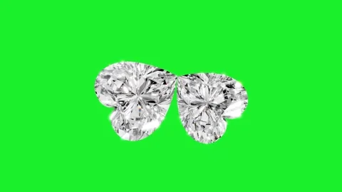Rotating two heart shape diamonds with green screen  , loop animation Stock Footage 318986243