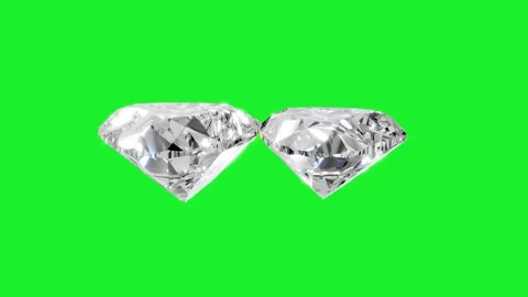 Rotating two heart shape diamonds with green screen  , loop animation Stock Footage 318986270
