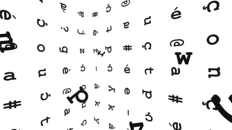 Rotating Typography Background With Letters And Symbols Video stock 343554990