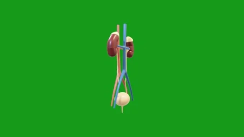 Rotating urinary tract motion graphics with green screen background Stock Footage 147942495