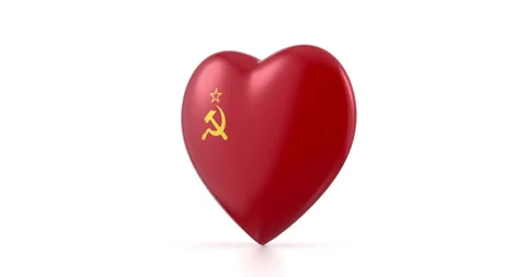 Rotating USSR flag heart Stock Footage 301037646