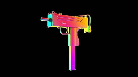 Rotating UZI. Multicolored Looped Element Stock Footage 133721640