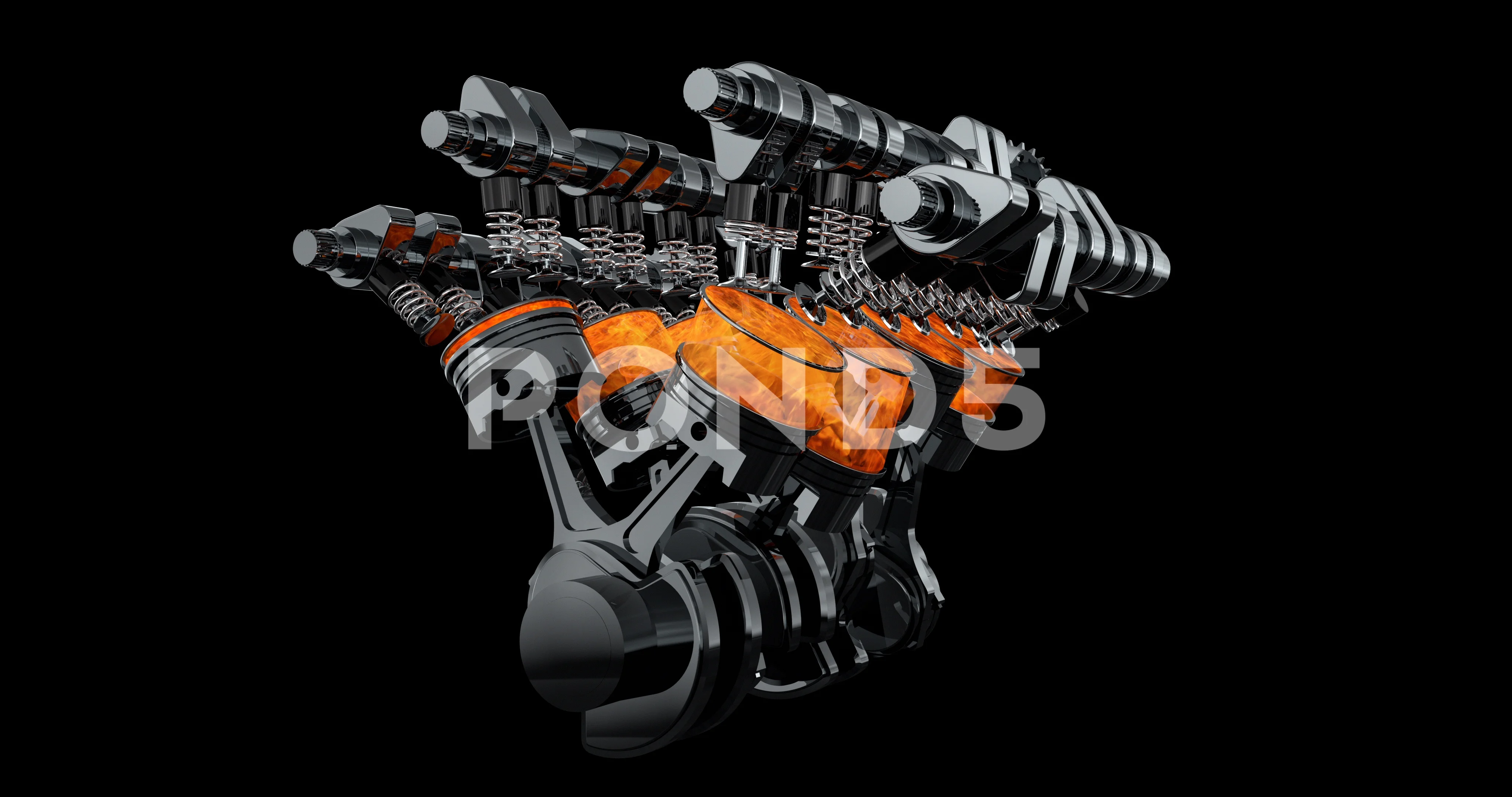 Rotating V8 Engine Animation With Explos... | Stock Video | Pond5