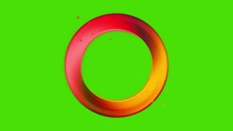 Rotating Vibrant 3D Gradient Ring Frame Loop Isolated on Green Screen Stock Footage 348203626