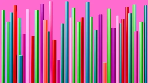 Rotating vibrant colored pillars looped animation Stock Footage 281868377