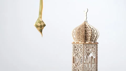 Rotating video of ornament mosque shape on white background for Ramadan Stock Footage 296149850