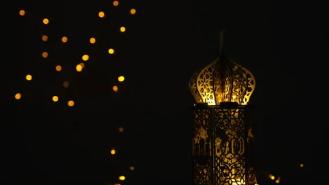 Rotating video of ornament mosque shape on bokeh background for Ramadan Stock Footage 296149945