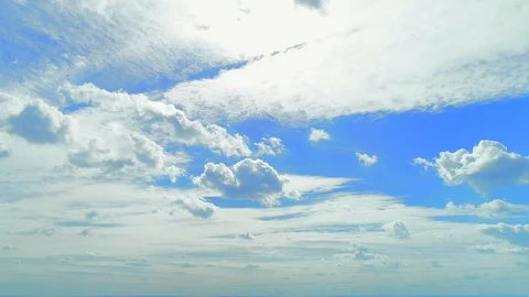 Rotating view of beautiful bright clear blue sky on a sunny day. 4K Video stock 116886414