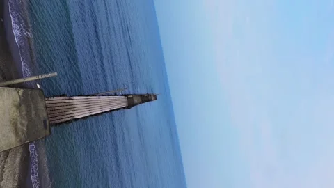 Rotating View of Okamoto Pier Over the Daytime Sea in Chiba Video stock 342266309