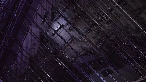 Rotating View of the Stage Ceiling, Where the Theater Battens Move in Waves. Stock Footage 302761716