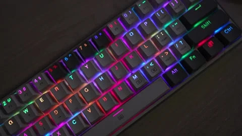 Rotating viewing mechanical RGB light keyboard footage Stock Footage 290946686