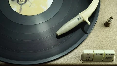 Rotating Vinyl Record On Retro Turntable Top View. Stock Footage 231690318