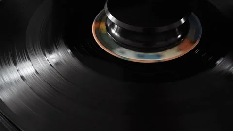 Rotating Vinyl Record on Turntable, Retro Music Playback Stock Footage 333757185
