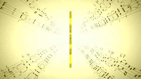 Rotating violin clef &amp; music sheets, loop Stock Footage 58863200