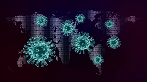 Rotating Virus Over World Map Vidéo 333789703
